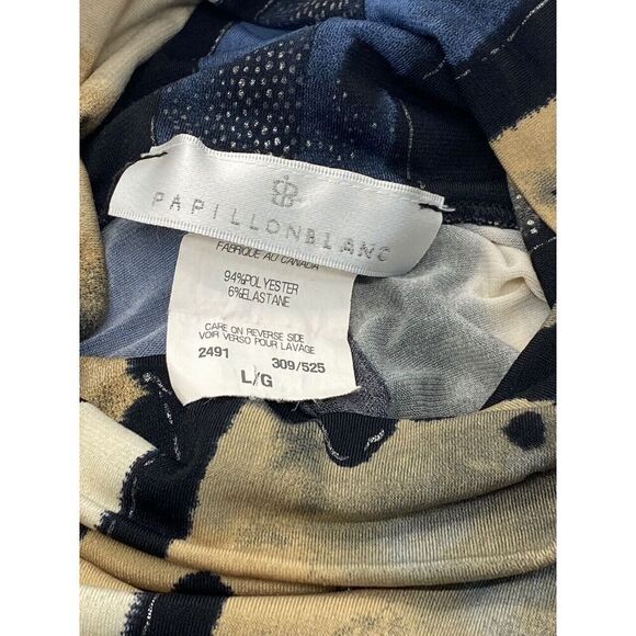 Papillon Blanc Long Sleeve Turtleneck Slinky Knit Artsy Abstract Unique Size L - Picture 6 of 8